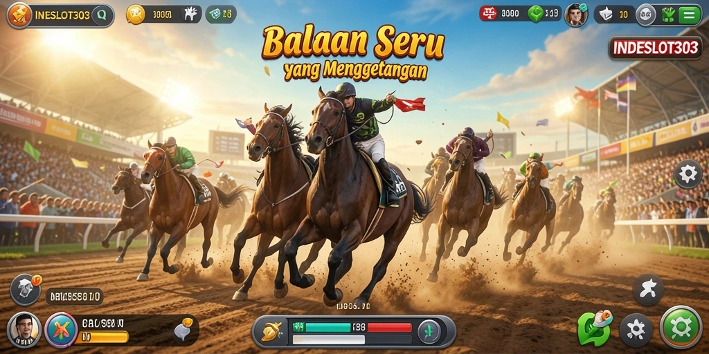 Tampilan gameplay INDESLOT303 yang mendebarkan dan penuh aksi balapan.