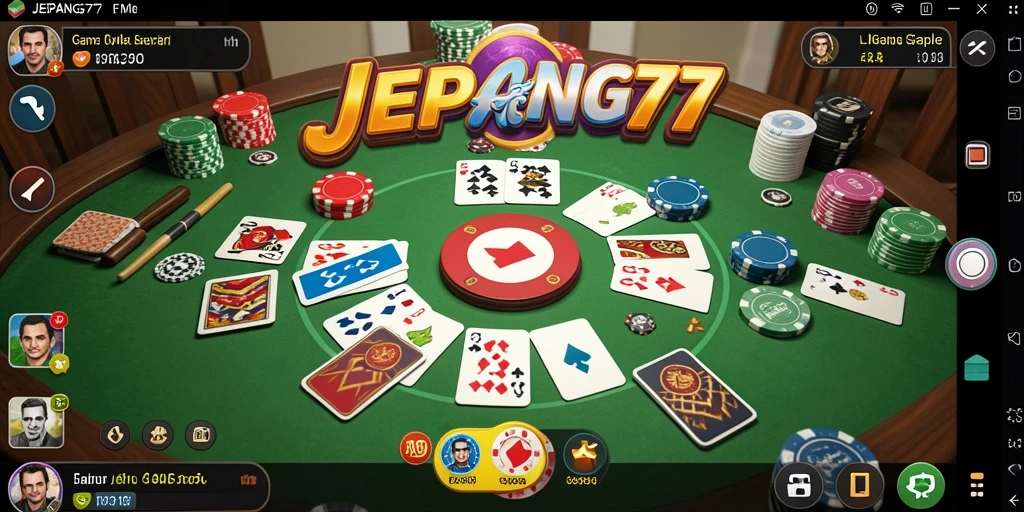Screenshot gameplay JEPANG77 menampilkan suasana seru bermain Gaple.