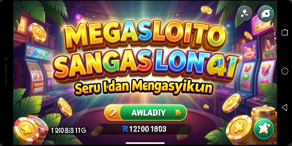 Tangkapan layar gameplay seru MEGASLOTO dengan tema menarik.