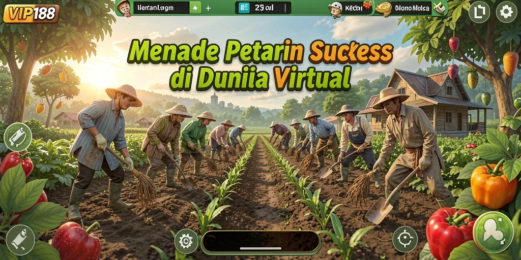Tangkapan layar dari gameplay <strong>VIP188</strong> menunjukkan suasana pertanian yang cerah dan tanaman yang subur.