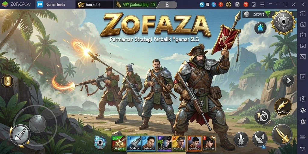 Gameplay seru ZOFAZA dengan strategi dan pertempuran yang mendebarkan.